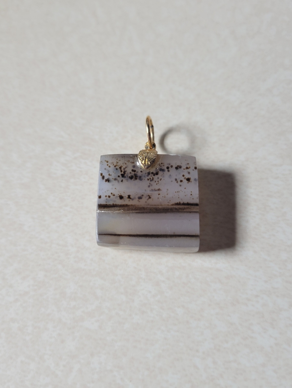 Striped Agate Pendant with Gold Accent